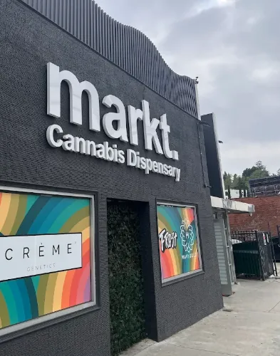 markt. Cannabis Dispensary sign on Cahuenga Blvd W